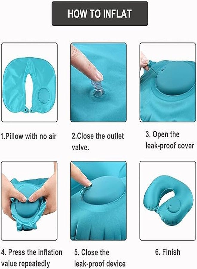 ERITIN Travel Neck Pillow with Manual & Automatic Inflation - U-Shaped, Cervical & Waist Support for Travel, Office, Camping, and Flying, Breathable Comfort, Multi-Color v - Image 4